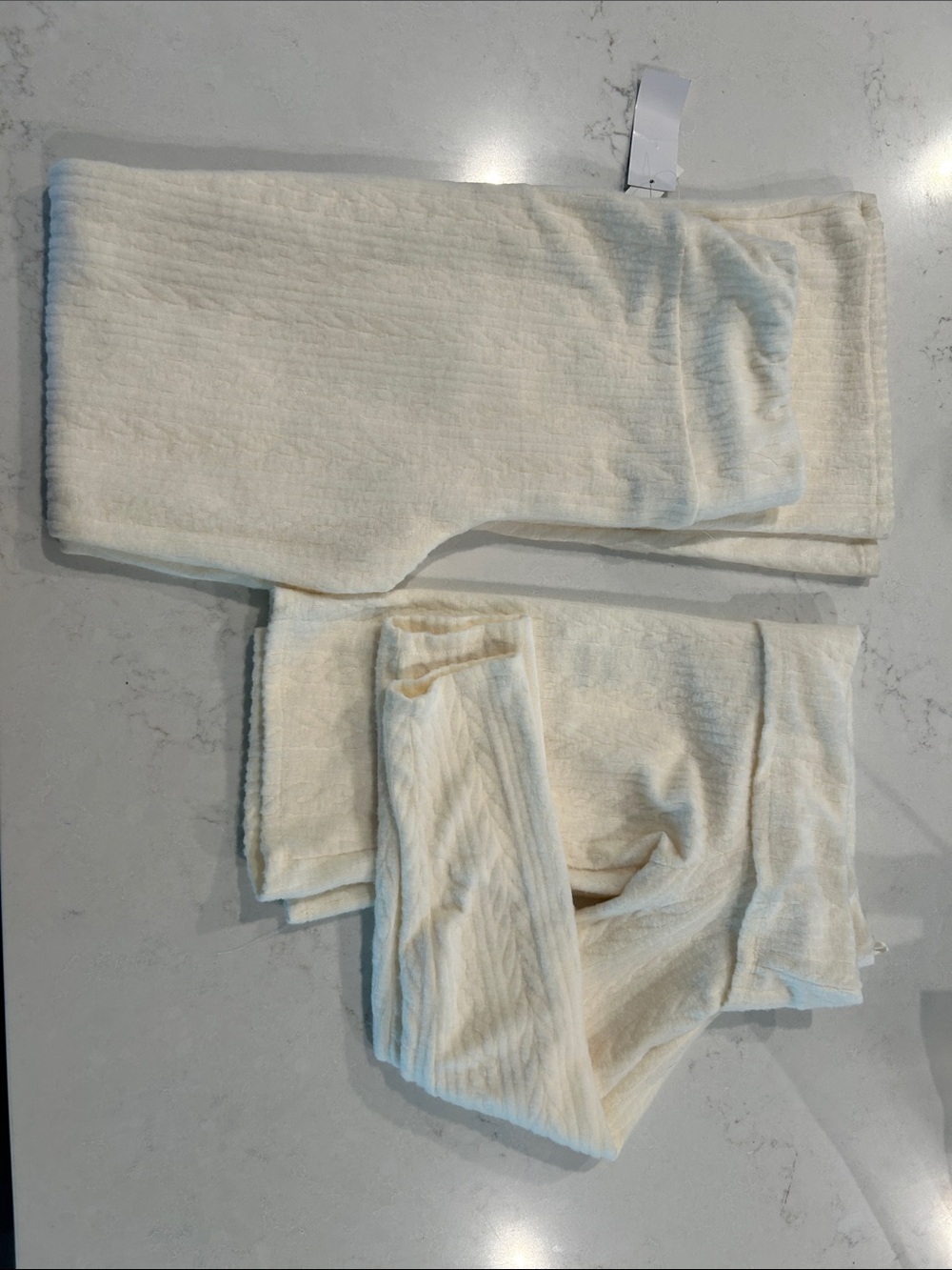 Kids Cream Ribbed Knit Leggings - Soft Stretch Bottoms